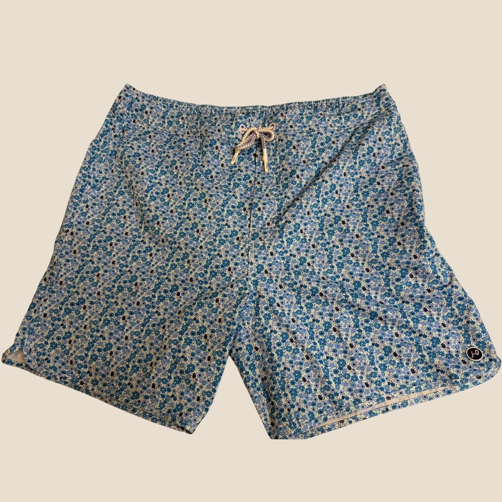 johnnie-O Mens Blue Floral Ditsy Print Swim Trunks XL Board Shorts